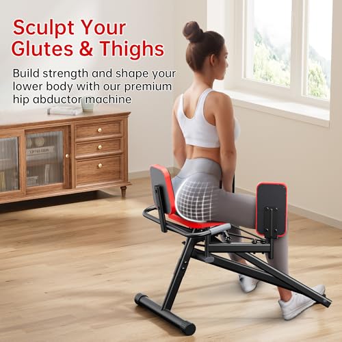 Seanleecore Black Hip Abductor Machine for Home Gym - Glute & Thigh Workout Equipment