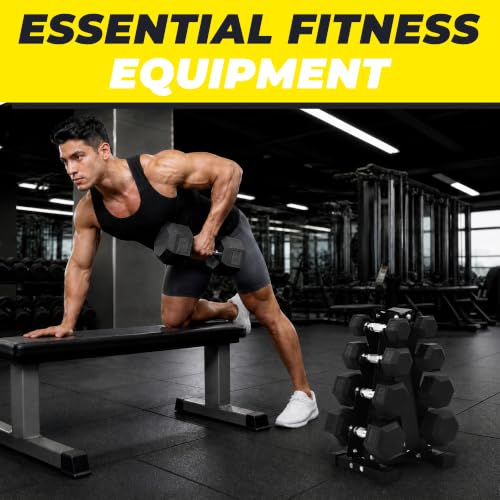 Hulkfit 100lb Rubber Coated Hex Dumbbell Set - Home Gym Weights for Full-Body Training