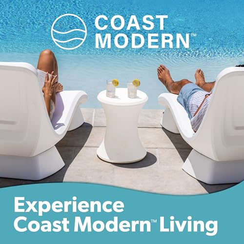 Coast Modern White Outdoor Side Table - All-Weather Pool & Patio Lounger Table