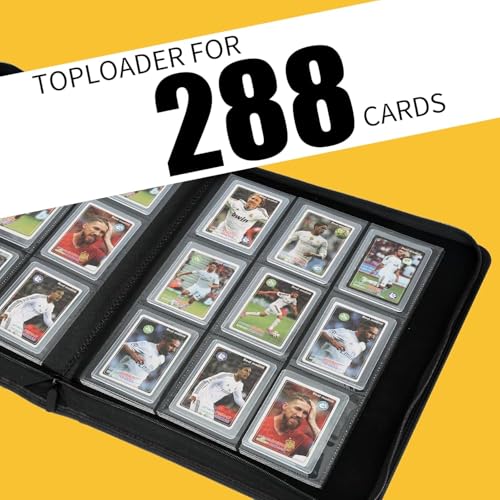 Black Toploader Card Binder Holds 288 Cards for Trading & Sports Cards - 9 Pocket
