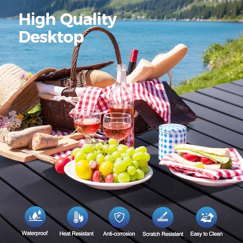Adjustable Camping Table with Storage - Lightweight Foldable Outdoor Dining