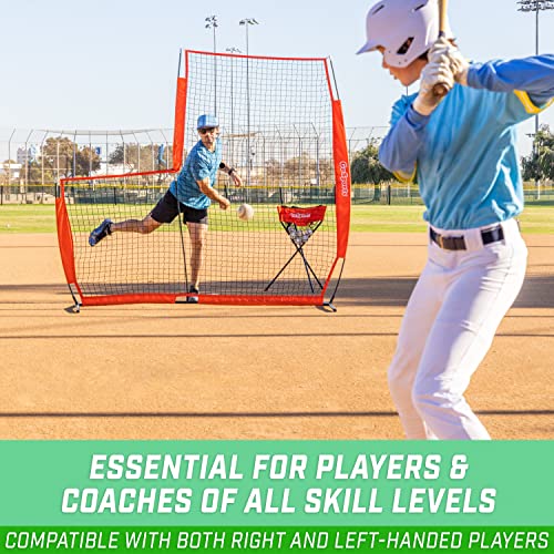 Baseball & Softball Pitching Screen - L Screen 7ft x 7ft Safety Barrier with Frame