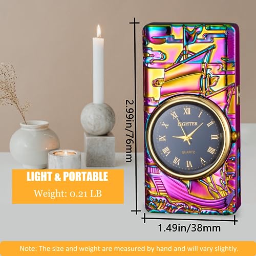Electric Plasma Arc Lighter with Clock & Flashlight - Sailboat Multicolor