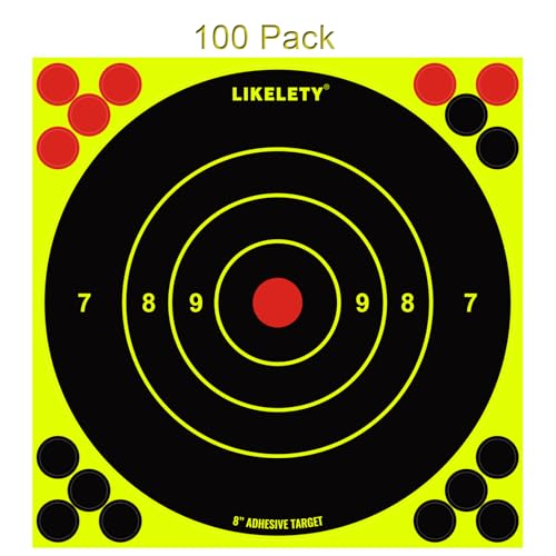 8x8 Inch Self-Adhesive Splatter Shooting Targets - Bright Fluorescent Yellow, Pack of 25