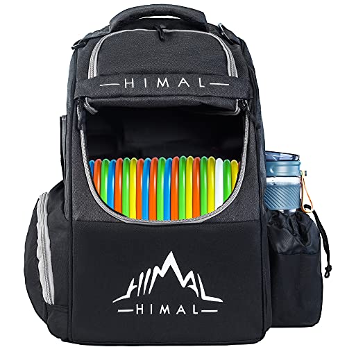Himal Outdoors Disc Golf Bag Backpack - Black, Holds 22+ Discs Lightweight