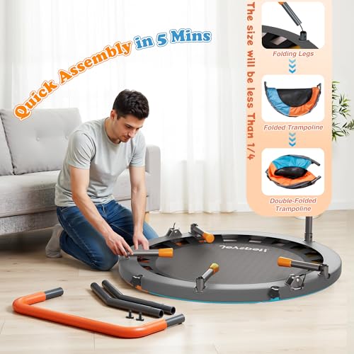 JOY SPOT! 36-Inch Foldable Toddler Trampoline with Adjustable Handle - Classic Edition