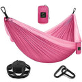 Pink Double & Single Camping Hammock with Tree Straps - Portable Lightweight Nylon Parachute