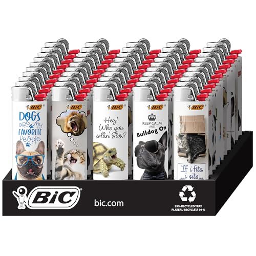 BIC Animal Lover Series Maxi Pocket Lighters - Pack of 50, Child-Resistant