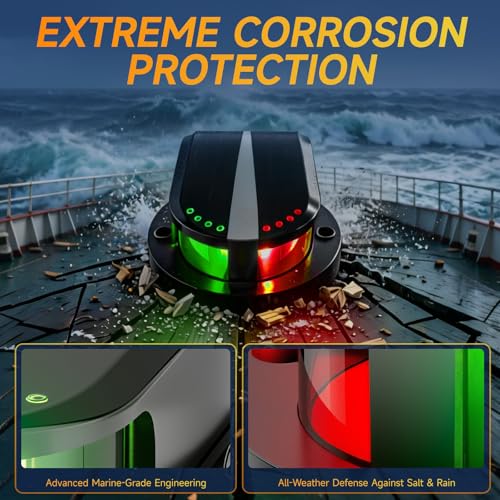 AMBIPASION Boat Navigation Lights Red and Green Black Waterproof Marine Running Light