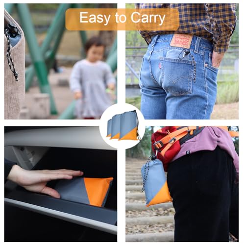 Pocket Picnic Blanket Grey/Orange 55x79 Inch Lightweight Waterproof Tarp
