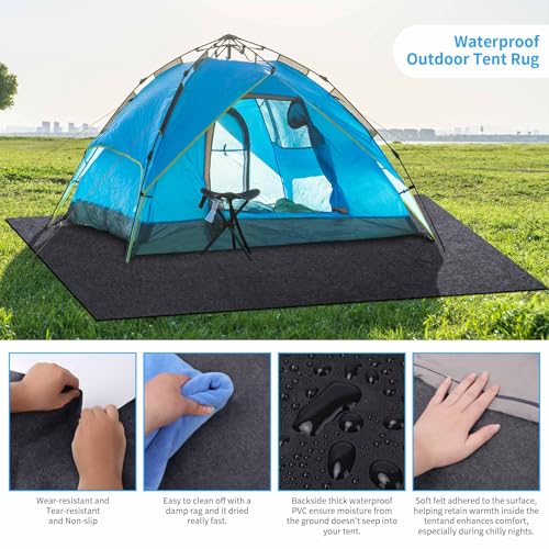 BREENHILL Charcoal Grey Waterproof Camping Tent Carpet Mat - 88" x 100"