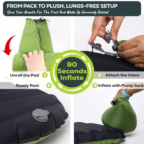 Ultralight Camping Sleeping Pad - ApolloAir Large Inflatable Mattress with R-Value 5.2