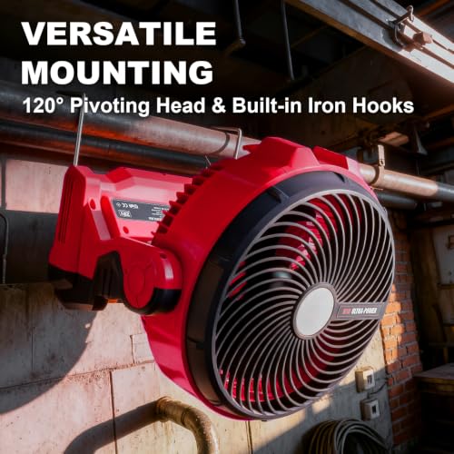 11.5-Inch Jobsite Fan 800 CFM for Milwaukee M18 - Cordless & Corded Portable Fan