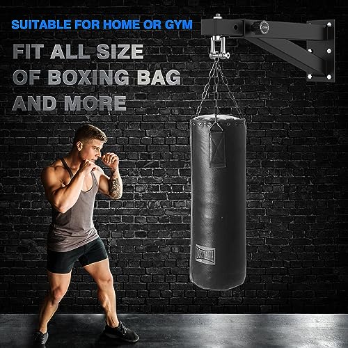Heavy Bag Hanger Wall Mount - Adjustable Black Punching Bag Bracket 17-26"