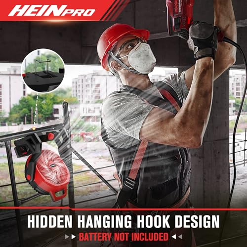 HEINPRO Battery Powered Fan for Milwaukee M18 18V Cordless Jobsite Cooling