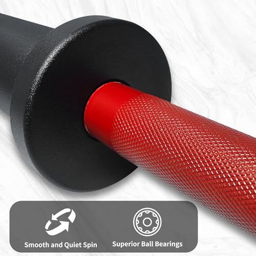 Red 16-Inch Olympic Dumbbell Handle Set with Spring Collars for Home Gym