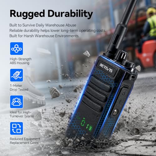 Retevis RT86 Long Range 2-Way Radio with Hidden Screen - 6 Pack for Warehouse
