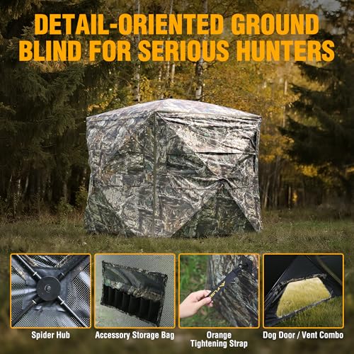 FLISSA 2-3 Person Ground Hunting Blind with 270° See-Through View, Dual Doors