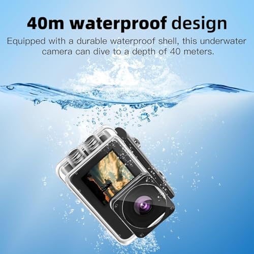 Fceoul Action Camera 1080P FHD 16MP Waterproof Dual Screen Black