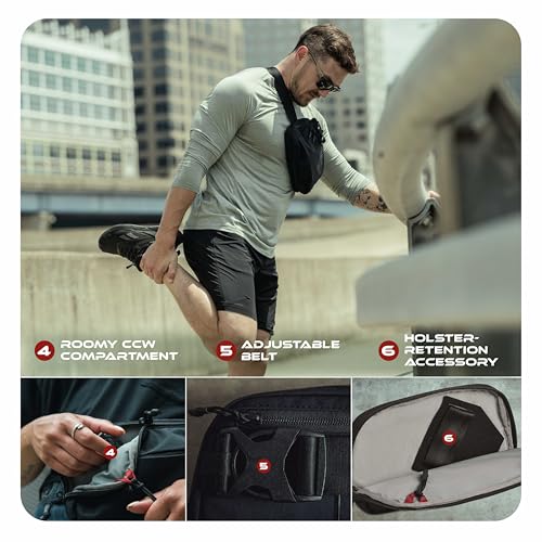 Vertx Everyday Tactical Fanny Pack Black - 2L CCW-Ready Nylon Waist Bag with Rapid Access