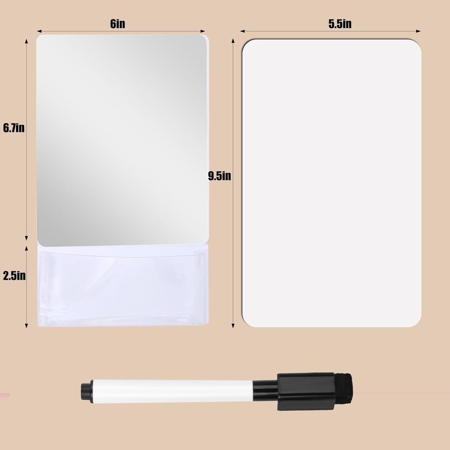 XANGNIER School Locker Accessories - Magnetic Mirror & Whiteboard Set | Back to School Essentials, White