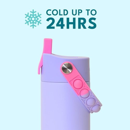 Elemental Insulated Kids Water Bottle - Leak-Proof Stainless Steel with Straw Lid & Pop-It Handle | 18oz Lilac Tie Dye