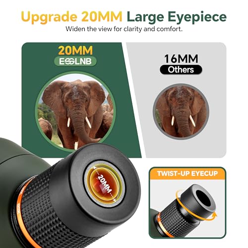 ESSLNB Small Waterproof Spotting Scope with Tripod, 20-60x BAK4 High Definition Bird Watching