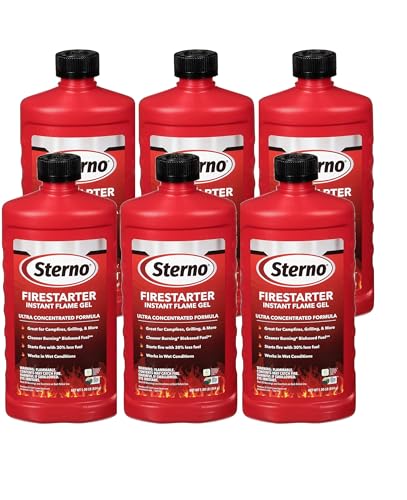 Sterno Fire Starter Gel 6 Pack Ethanol Fire Ignition for Outdoor Cooking
