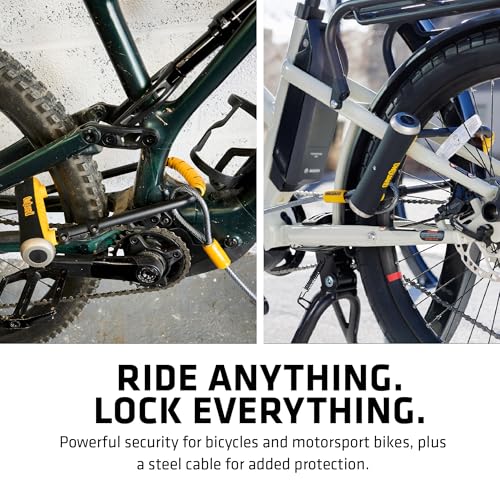 Bike U-Lock with 4 ft Cable and Quad Lock System — Heavy-Duty Steel Security Lock