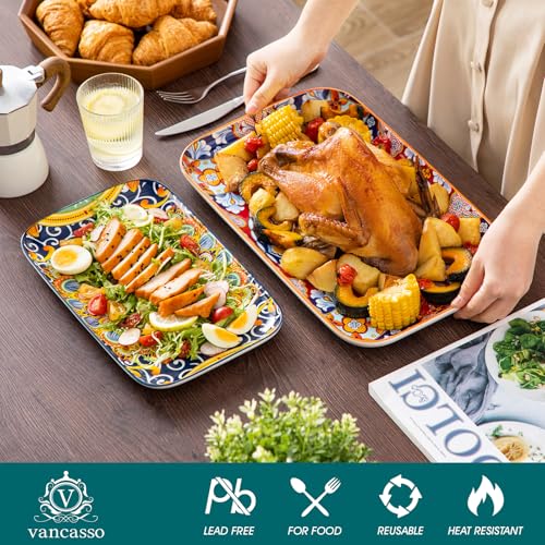vancasso Serving Platters Set of 3, 16"/14"/12" In Rectangular Trays