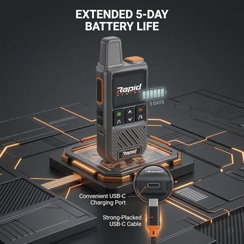 Rapid Radios G1 LTE Walkie-Talkies with Nationwide Coverage, Secure Encrypted 2-Way Radio Set