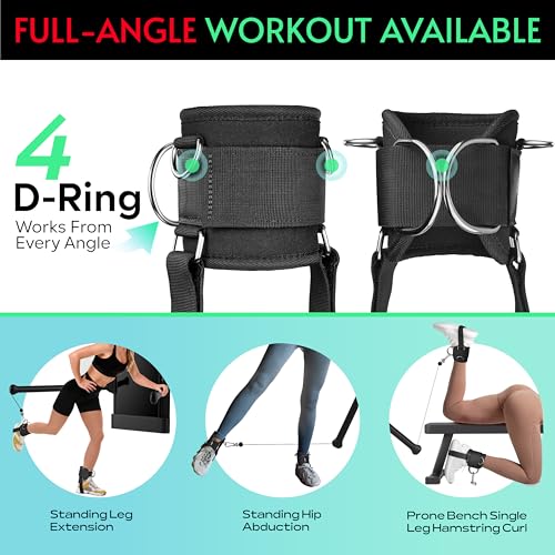 Ankle Straps for Home Gym Cable Machine - Padded Adjustable Fitness Accessories