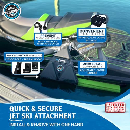 Orca Black WAVESRX PWC Fender Bumper & Soft Loop Cleats for Jet Ski Docking