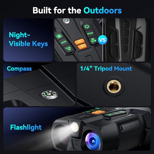 XOOIOOY 4K Night Vision Binoculars with 4.5" HD Screen, 10X Zoom, IR, 5000mAh Battery