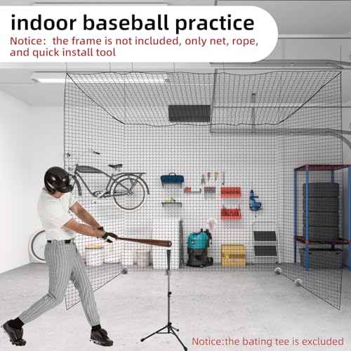 10x10x10ft Heavy Duty Baseball Batting Cage Net Backstop Barrier for Backyard Practice