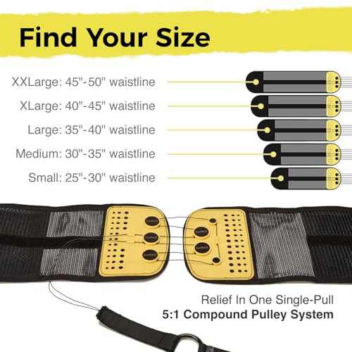Large Adjustable Back Brace with 5-to-1 Compression Pulley System for Lumbar Support