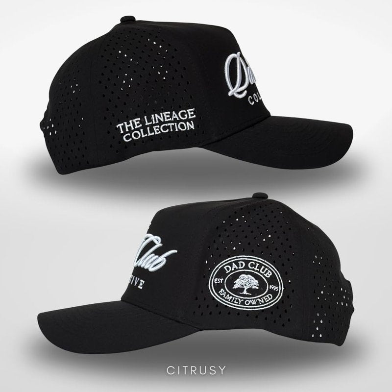 Athletic Trucker Golf Hat | Performance Mens 5 Panel Hat | Cool Breathable Waterproof Sweat Proof Workout Running Cap | Golf Accessories | A Frame Rope Snapback Adjustable Hat (Dad Club | Solid Black)