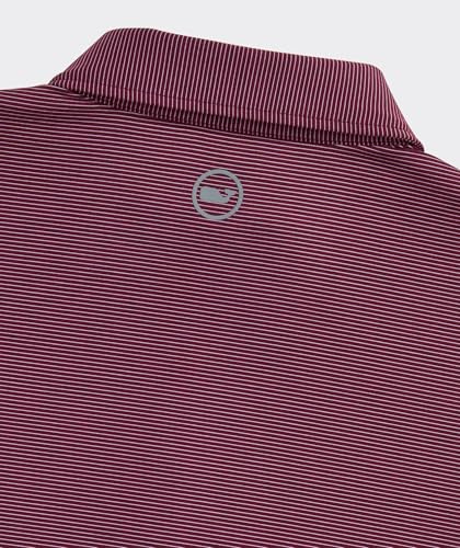 Vineyard Vines St. Jean Stripe Sankaty Polo Large Coastal Crimson Men’s Performance Shirt