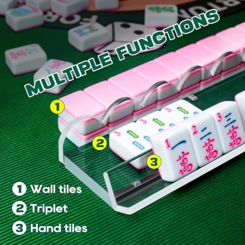 Clear Acrylic Mahjong Racks with Magnetic Pushers - 4 Pack, 17.5" for American Mahjong Enthusiasts
