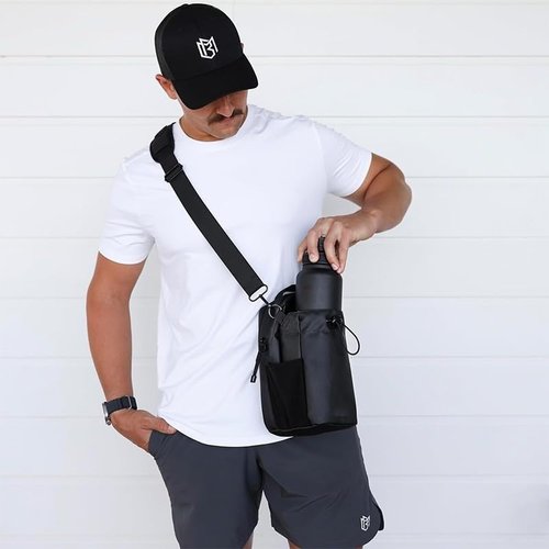 YOXCAN Magnetic Gym Bag Strong Magnetic Water Bottle Carrier Holder Durable Waterproof Fitness Organizer Workout Bag Gym Magnetic Accessories Bag Sleeve for Men Women (Black)