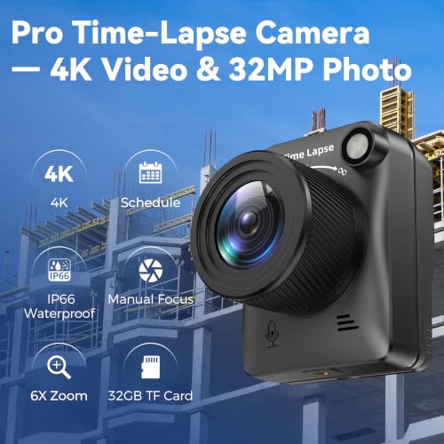 Dsoon 4K Waterproof Time Lapse Camera Black 32GB - Outdoor Recorder