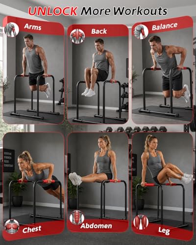 Heavy-Duty Adjustable Dip Bar Station for Home Gym - 1100 lb Capacity