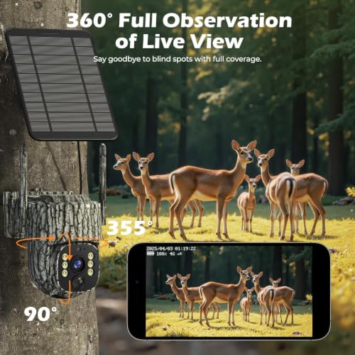 VOOPEAK 4G LTE Cellular Trail Camera 2.5K 360° Live Feed Solar Pack - TC32-2