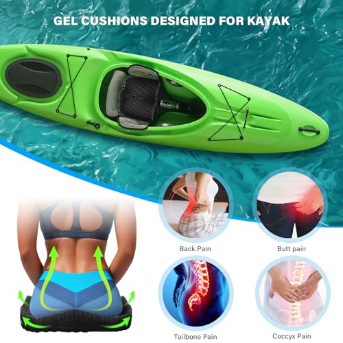 Thicker Gel Kayak Seat Cushion - Large Supportive Paddle Board & Canoe Seat Pad