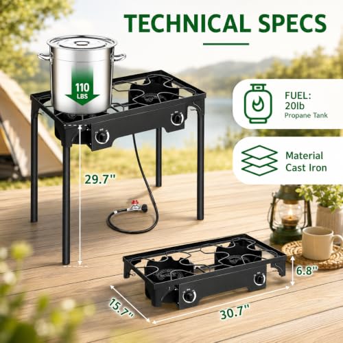 Outvita Double Burner Propane Gas Stove for Outdoor Cooking 150,000 BTU