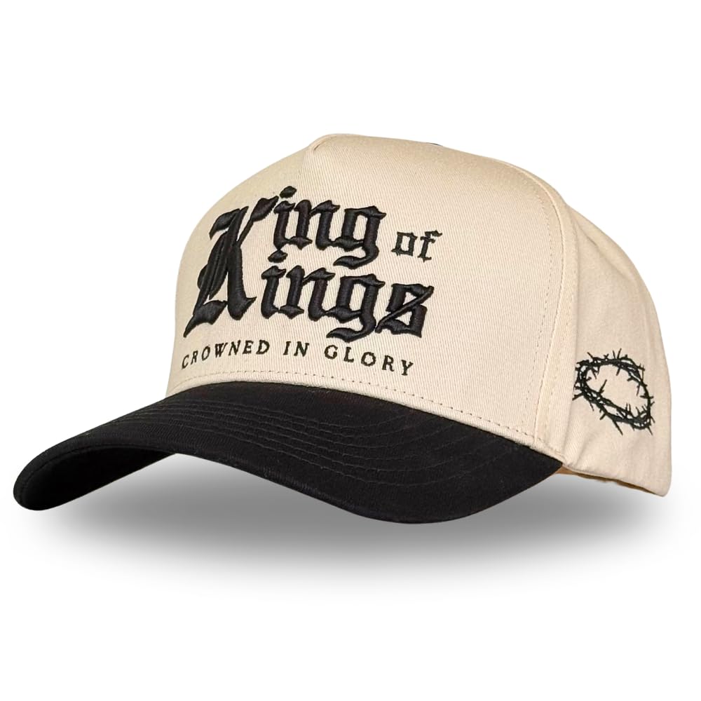 Vintage Faith & Forever Trucker Hat | Men & Women | Christian Cross Jesus Hats | Bachelorette Bride Hat | Cotton | Snapback (Cotton, King of Kings | Black)