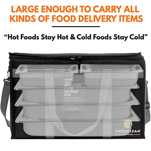 Large Insulated Food Delivery Bag for Catering & Takeout - Hot Cold Thermal Carrier