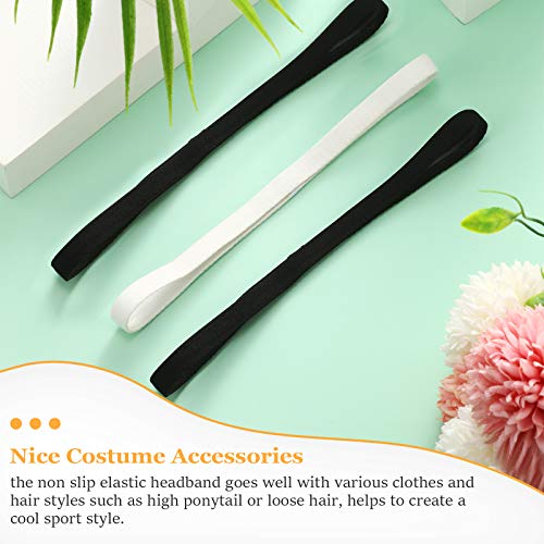 Sport Elastic Headbands Set of 12 Non-Slip Fitness Sweatbands for Men Women - Black White