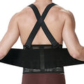 Back Support Belt with Suspenders - Medium, Black, Lumbar Brace for Heavy Lifting