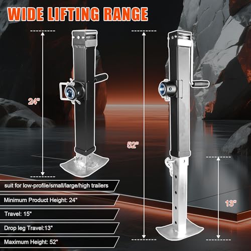 Axiovate 8000 lb Heavy-Duty Trailer Jack 28-Inch Drop Leg, Side Mount